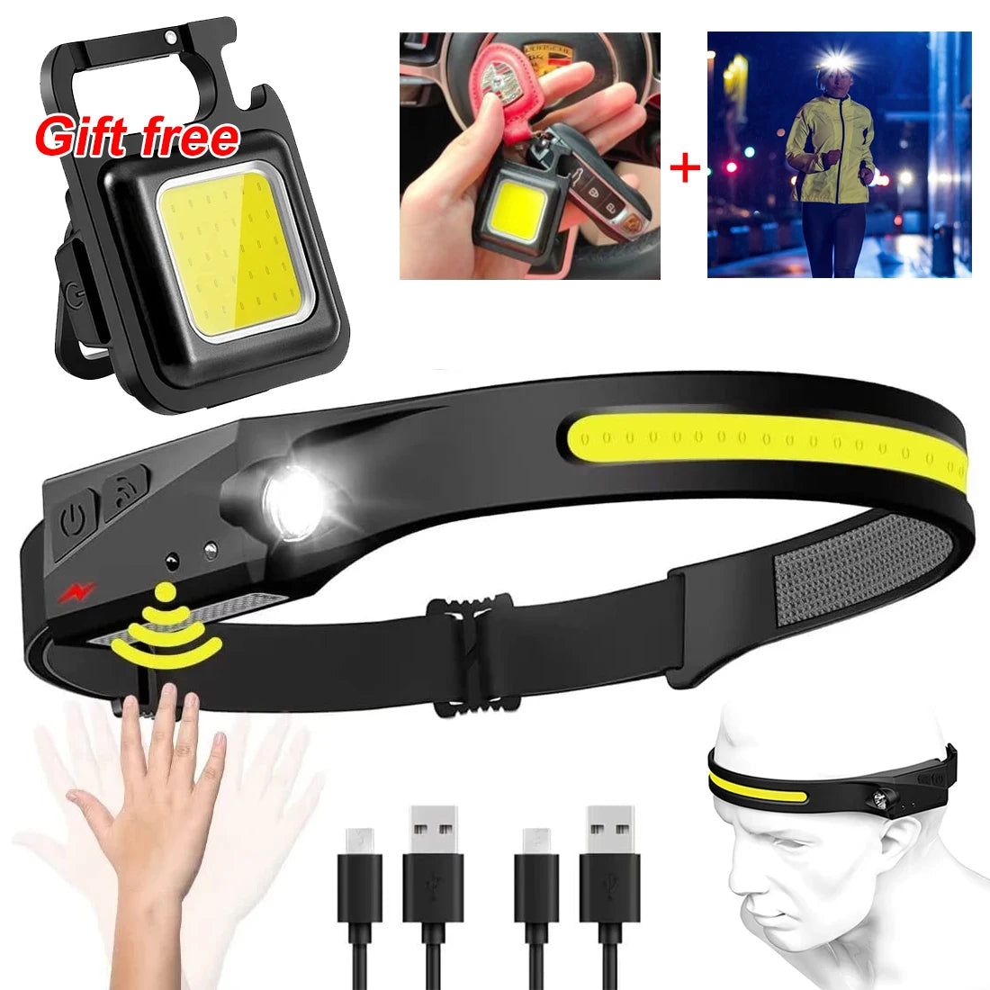 Lampe Frontale LED Rechargeable USB